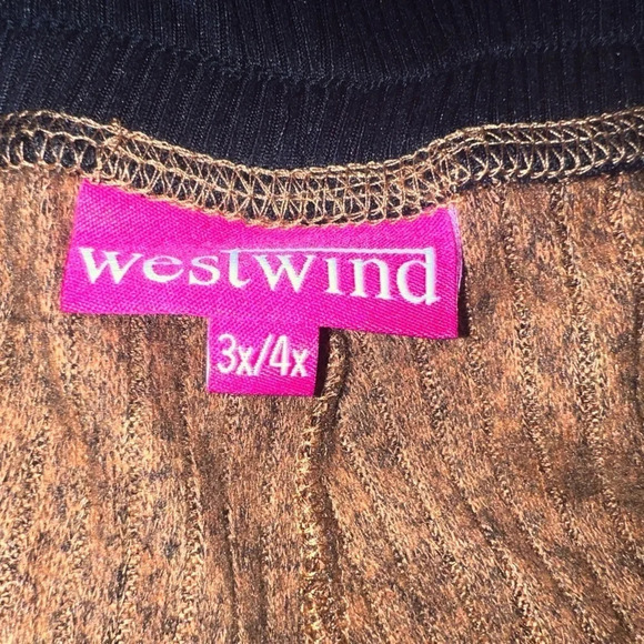 West Wind, 3x/4x, high-rise flare leg ribbed elastic waist, pocketed pant - Picture 8 of 8